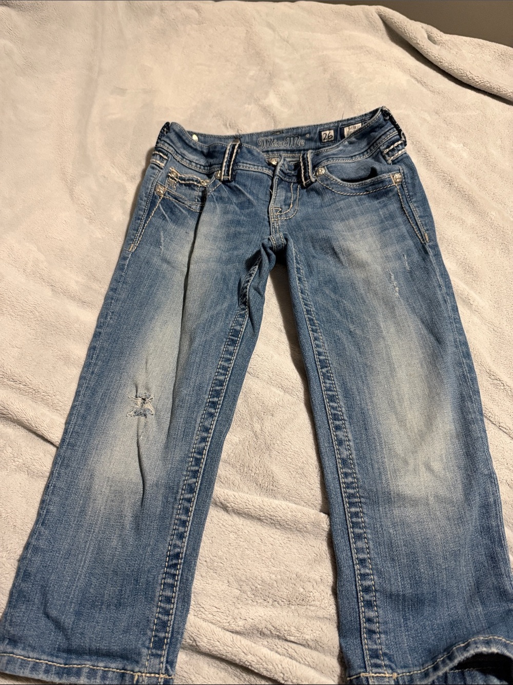 Miss Me Women's Light Blue Boot Cut Jeans Capris
